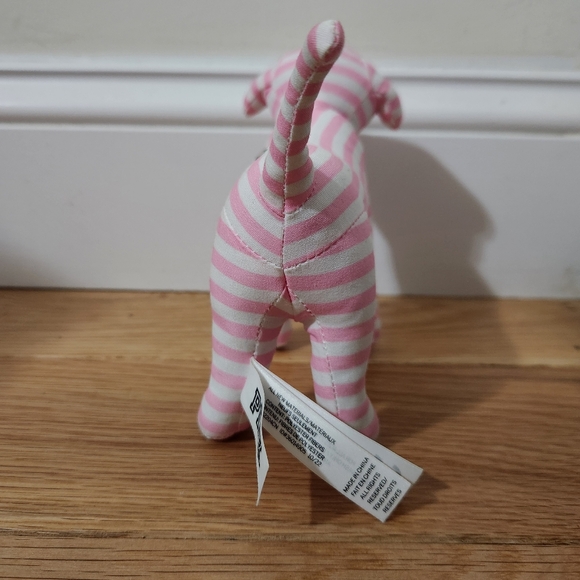 EUC Victoria's Secret PINK Love Pink Dog Plush Pink White Stripped Collectible - Picture 4 of 11